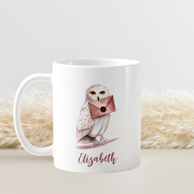 Mug Elégant Chouette aquarelle Nom personnalisé (Créateur téléchargé)