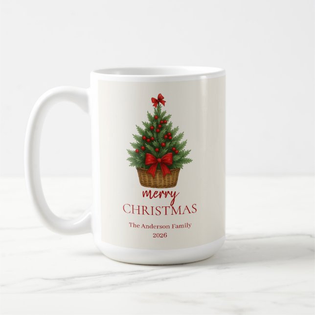 Mug Elegant Christmas Tree – Red Ribbon  (Gauche)