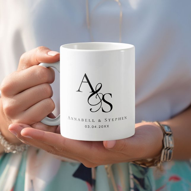 Mug Élégant, Classique, Monogramme, Mariage (Elegant, Classic, Monogram, Wedding Coffee Mug)