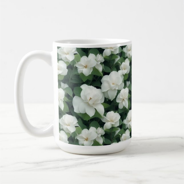 Mug Élégant classique vert botanique blanc floral (Gauche)