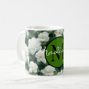 Mug Élégant classique vert botanique blanc floral