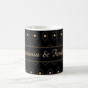 Mug Elégant Couple Gold Black Motif Personnaliser