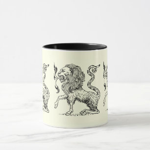 Mug Elégant croquis de lion noir et blanc - Vintage