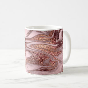 Mug Élégant cuivre moderne rose or & marbre rose