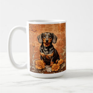 Mug Elégant Dachshund Et Marigolds