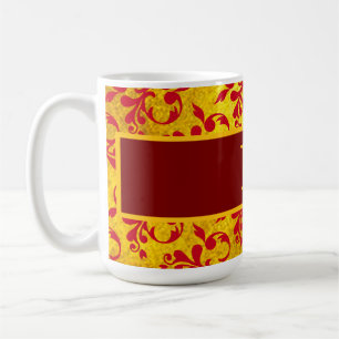 Mug Elégant Damas rouge et texture or