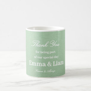Mug Élégant de Remerciement de Mariage Vert Pistac