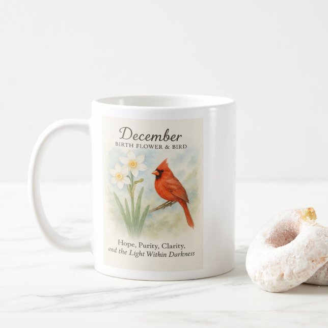 Mug Elegant December Scripture Christian Cardinal (Avec donut)