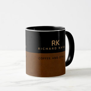 Mug Élégant demi-Brown mi-noir Classeur avec nom