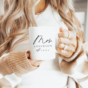 Mug Élégant écriture noire personnalisée de Mme Newlys