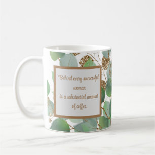 Mug Elégant Eucalyptus Et Boug De Café Or Cadeau