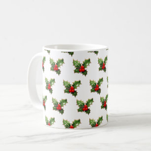 Mug Élégant Festif moderne Holly Motif de Noël