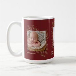 Mug Élégant Feuilles d'or Joyeux Noël Famille Photo