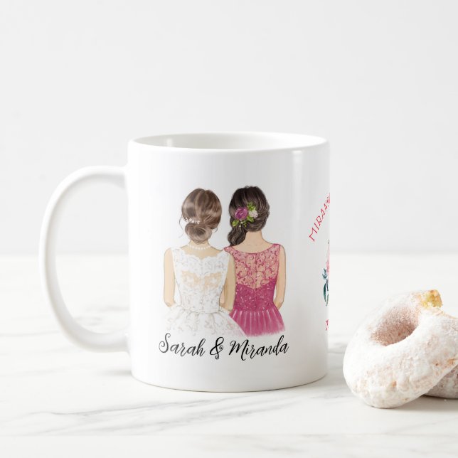 Mug Elégant Floral Delal Invitation de la serveuse (Avec donut)