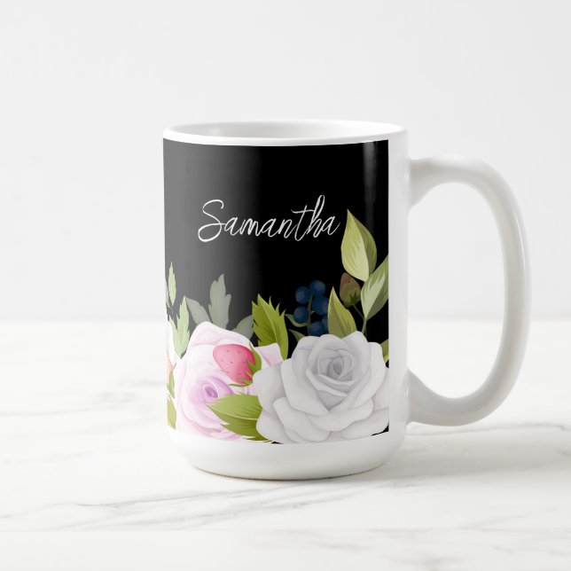 Mug Élégant floral personnalisé (Droite)