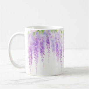Mug Elégant Floral Purple Wisteria Fleurs Aquarelle