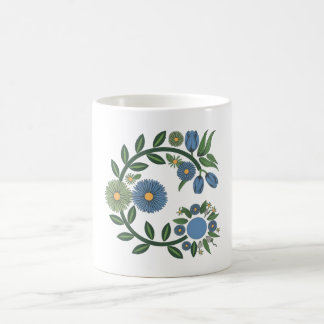 Mug Elegant Floral Wreath | Blue & Green Botanical Des
