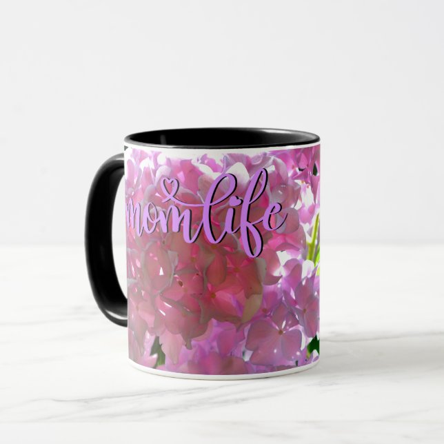 Mug Elégant flores rose douce hydrangée rose rose (Devant gauche)