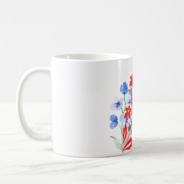 Mug Elegant Flower and Leaves Artwork | Minimal  (Gauche)