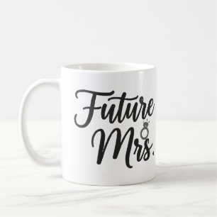 Mug Élégant "Future Mrs." Texte et Bague Future Mariée