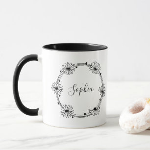 Mug Élégant glamour noir et blanc nom monogramme