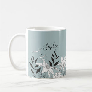Mug Élégant glamour noir et blanc nom monogramme m