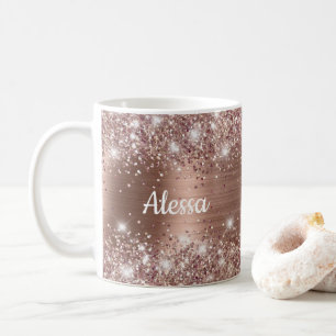 Mug Élégant Glittery Rose Gold Glam Nom