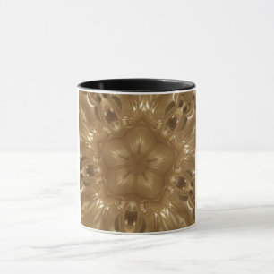 Mug Elégant Gold Brown Kaleidoscope Star Design