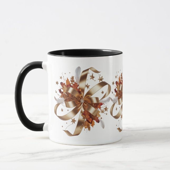 Mug Elegant Gold Ribbon Autumn Harvest Combo Coffee (Gauche)