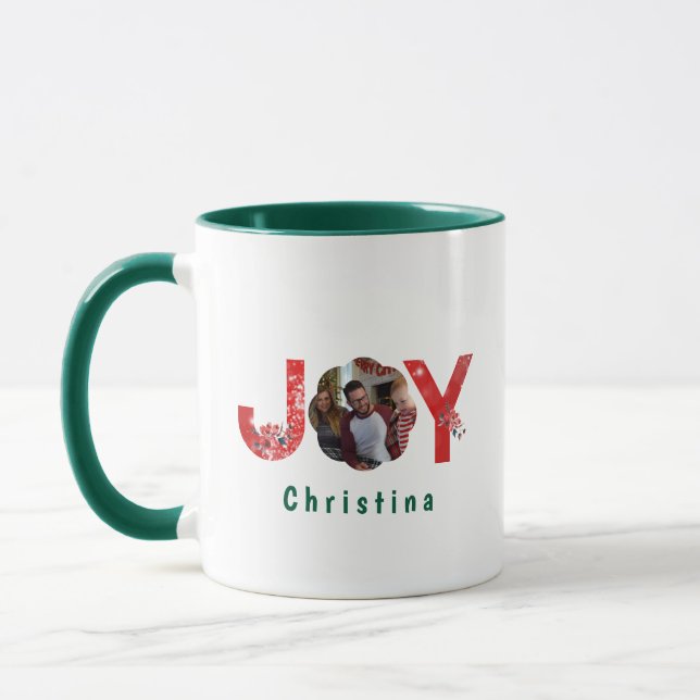Mug Elégant Green 1 Photo Joie Simple Custom Christmas (Gauche)