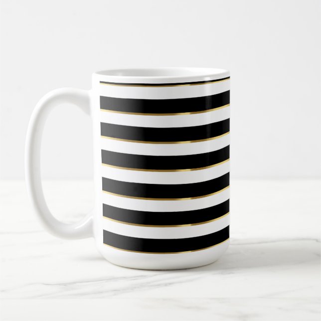 Mug Elégant Grille Noir Blanc (Gauche)