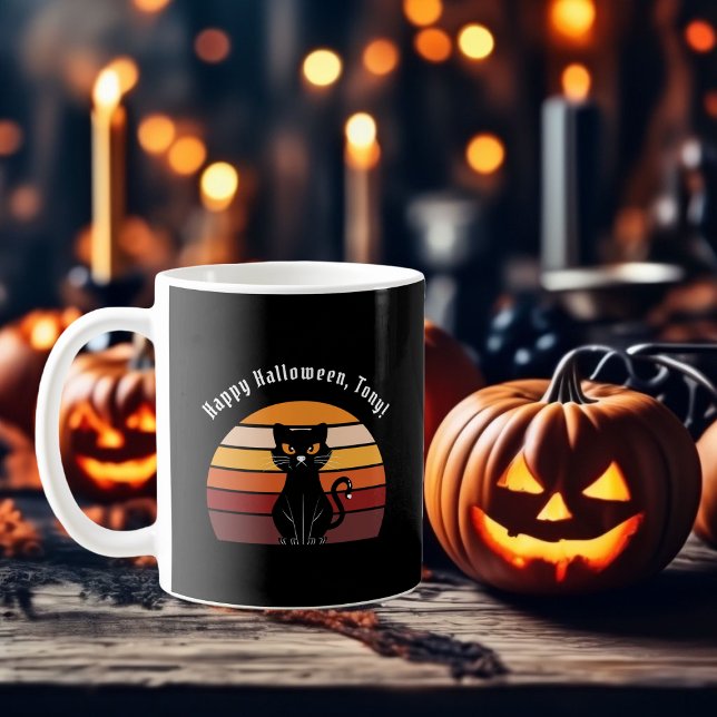 Mug Élégant Halloween noir Halloween imprimé chat (Stylish Happy Halloween Black Cat Print Coffee Mug)