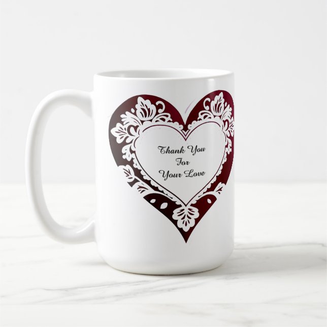 Mug Elegant Heart Card With Red Roses (Gauche)