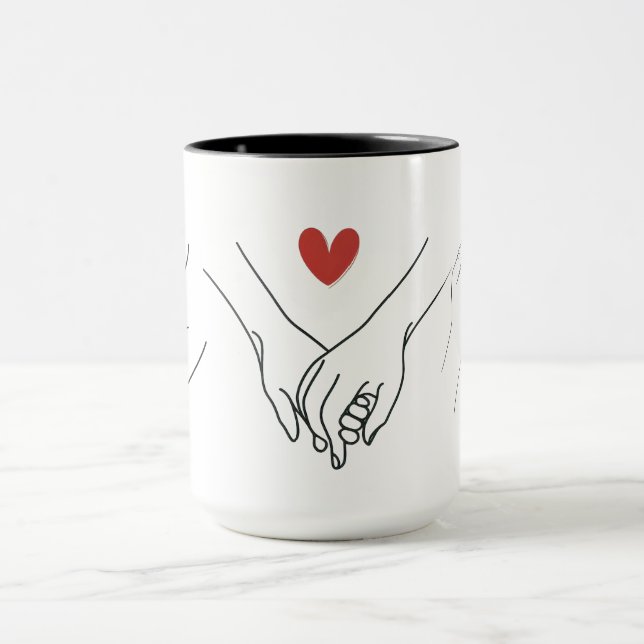 Mug  Elegant Holding Hands Romantic Couple Valentine's (Centre)