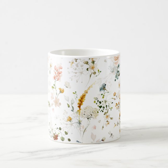 Mug Elégant jardin Fleur sauvage aquarelle (Centre)