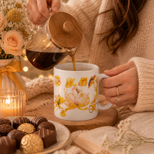 Mug Élégant Jaune – Fleurs Vintage & C