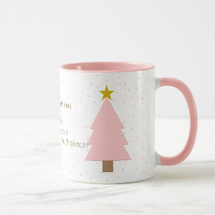 Mug Élégant Joli Solo Pink Christmas Tree, Golden Star