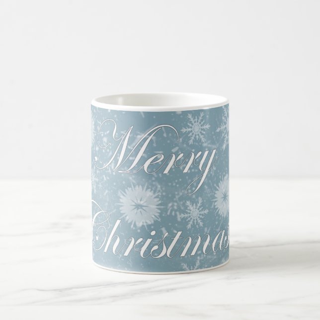 Mug Elégant Joyeux Noël Bleu & Café Blanc (Centre)