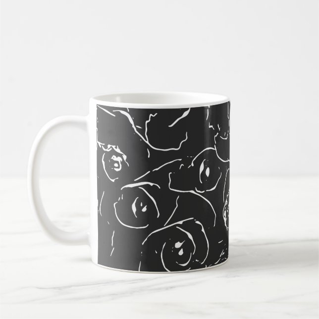Mug Élégant ligne Botanique Motif noir blanc (Gauche)
