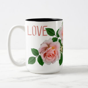 Mug élégant 'LOVE' Rose rose bicolore