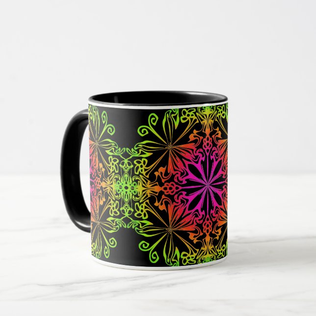 Mug Elégant mandala botanique coloré (Devant gauche)