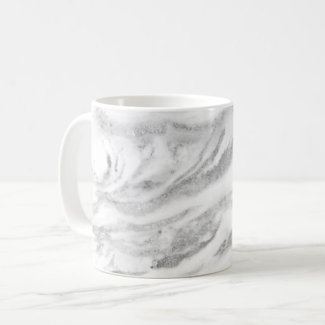 Mug Élégant marbre à huile d'argent (Devant gauche)