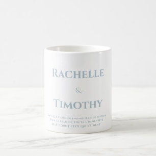 Mug Élégant Mariage de script gris blanc simple