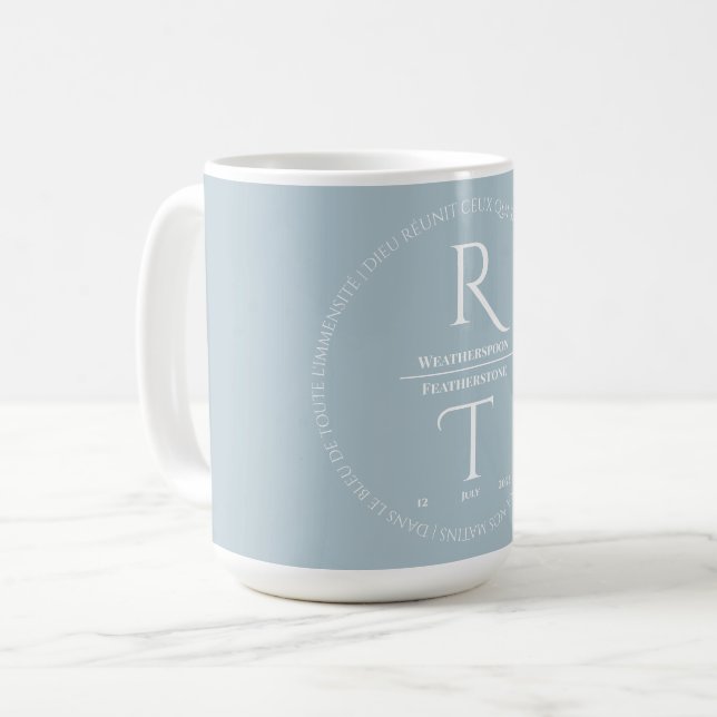 Mug Élégant Mariage de script gris blanc simple (Devant gauche)