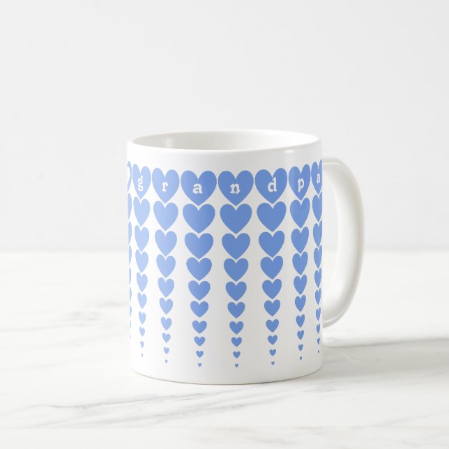 Mug Élégant Meilleur Grand-Père Bleu Coeur Tinsels (Devant droit)