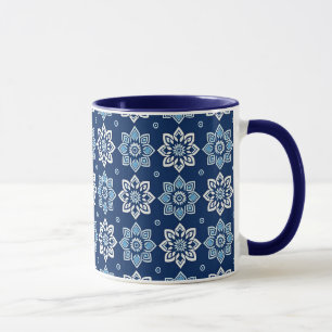 Mug Elégant modèle floral Mandala bleu