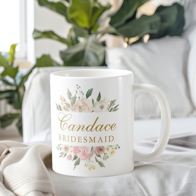 Mug Élégant Monogramme de femme de ménage rose flou (Créateur téléchargé)