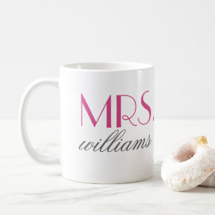 Mug Élégant Monogramme de Mme en Rose Chaud pour Maria