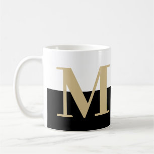 Mug Élégant Monogramme moderne Cadeau Or Black Coffee 