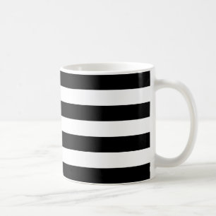 Mug Élégant motif classique à rayures noires et blanch